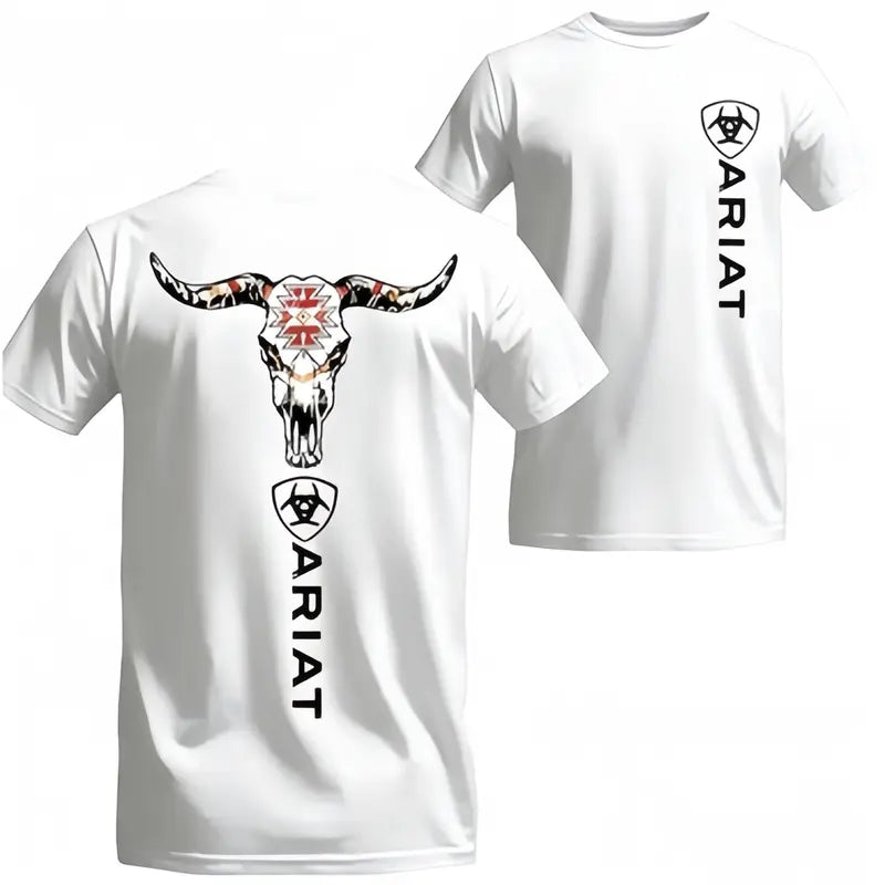 Wild Frontier: Ariat Southwest Longhorn Skull Graphic Unisex Tee