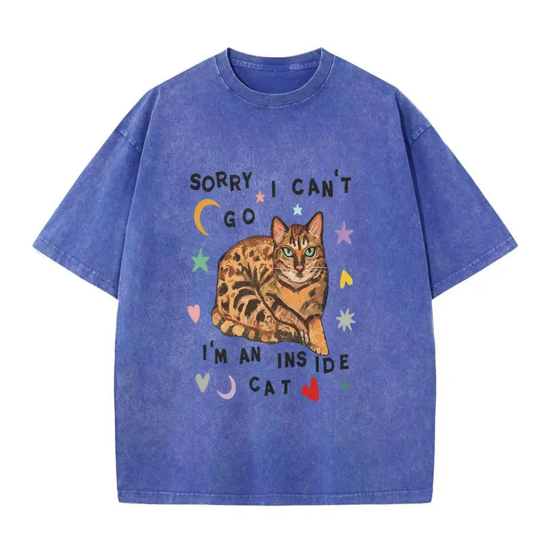 Vintage Cat Graphic T-Shirt with Cozy Introvert Quote for Casual Everyday Streetwear