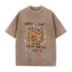 Vintage Cat Graphic T-Shirt with Cozy Introvert Quote for Casual Everyday Streetwear