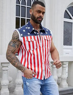 American Flag Sleeveless Denim Vest for Fourth of July Summer Outfits