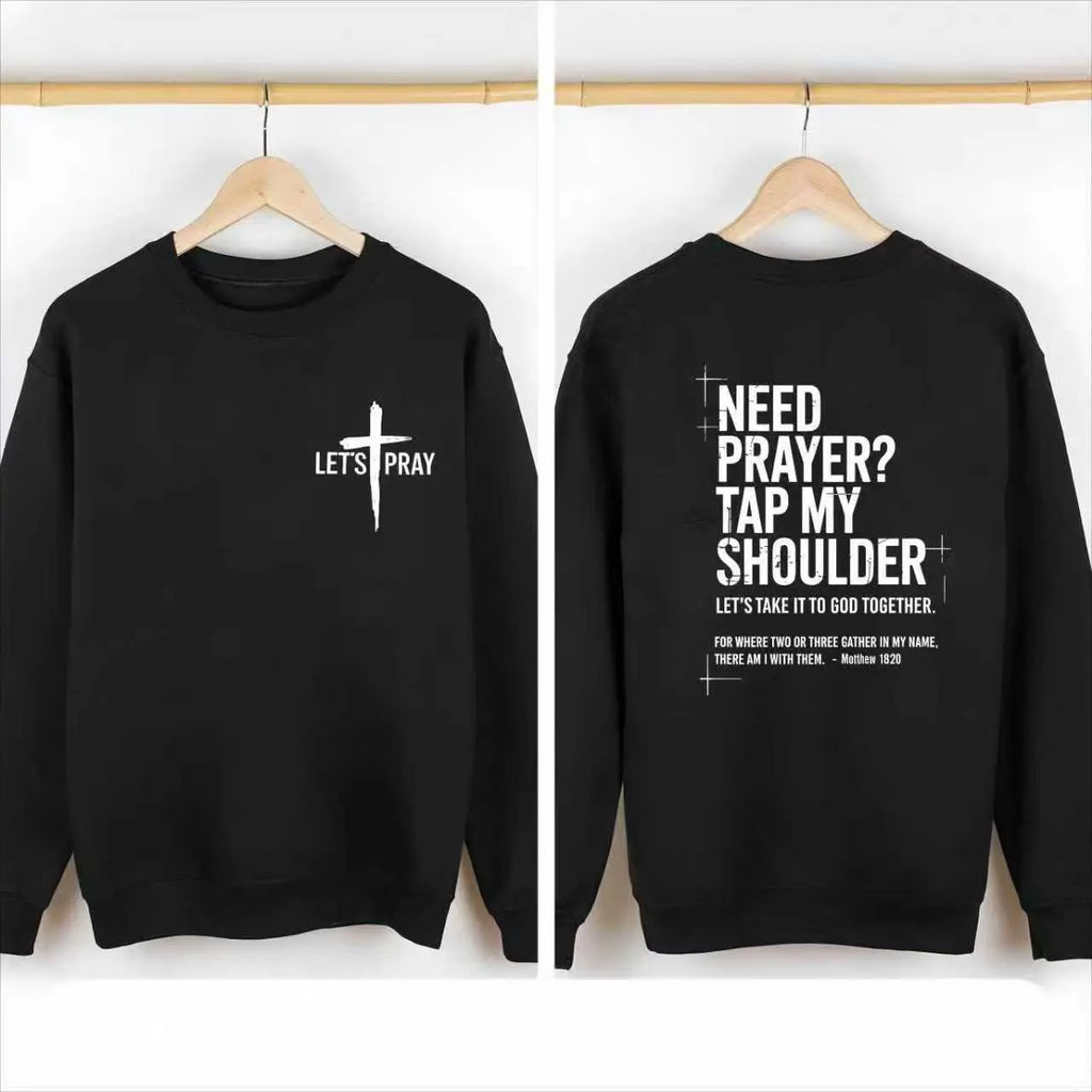 "Need Prayer? Tap My Shoulder" Inspirational Christian Graphic Tee - Matthew 18:20 Bible Verse Streetwear