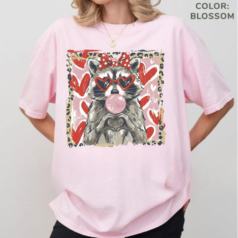 Raccoon T-shirt, Cute Raccoon Love Tee, Trendy Animal Valentine Gift
