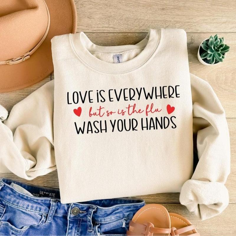 "Love & Flu" Funny School Nurse Sweatshirt | Teacher Valentine Crewneck