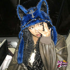 Y2K Gothic Fluffy Wolf Ear Trapper Hat for Punk Winter Cosplay Outfits