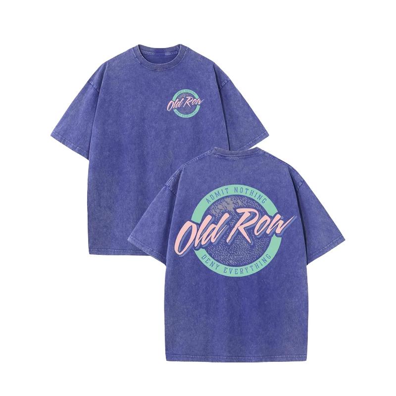 "Admit Nothing" Vintage Washed Streetwear Tee - Old Row Retro Graphic Heavyweight Cotton Shirt