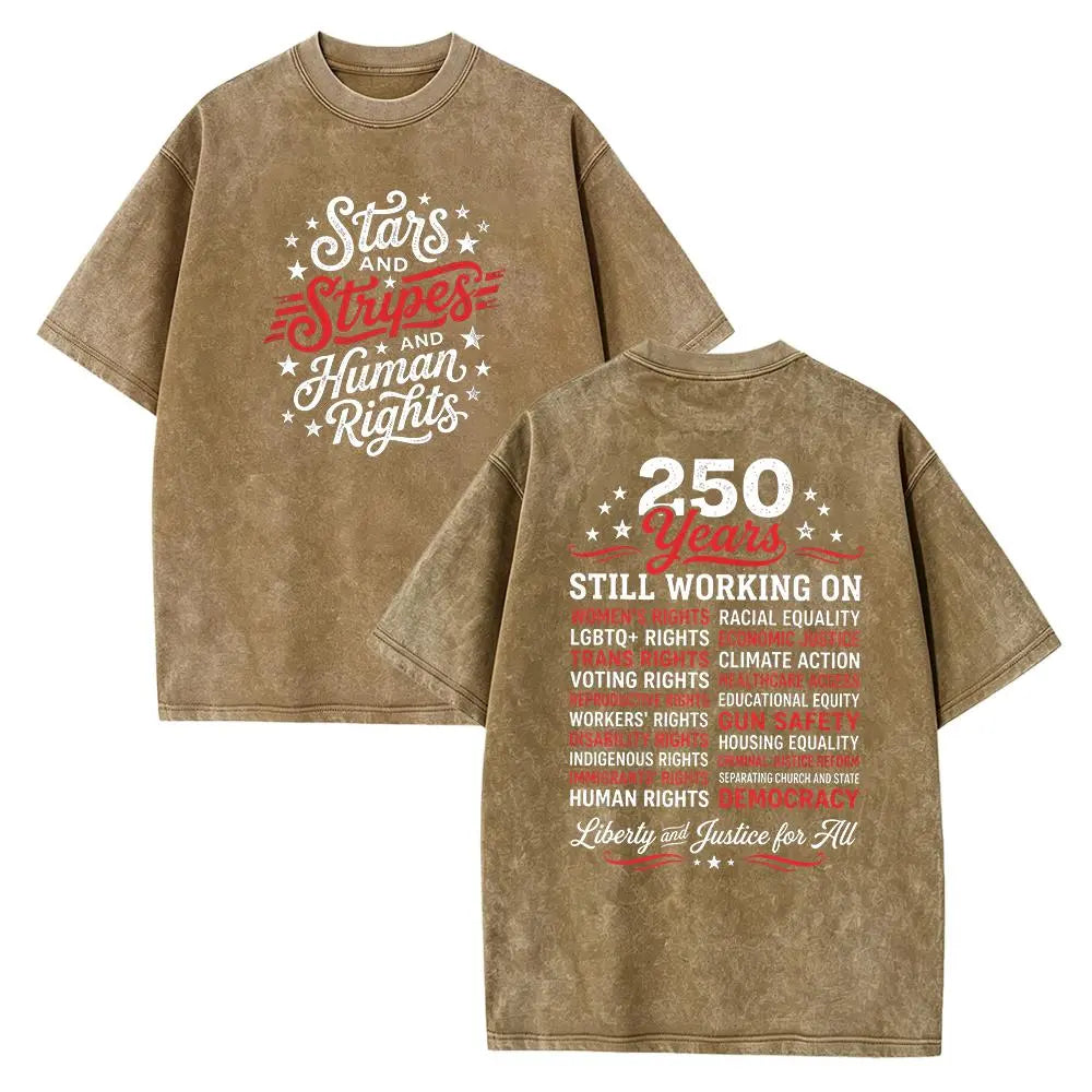 Stars and Stripes and Human Rights Social Justice Patriotic Graphic T-Shirt