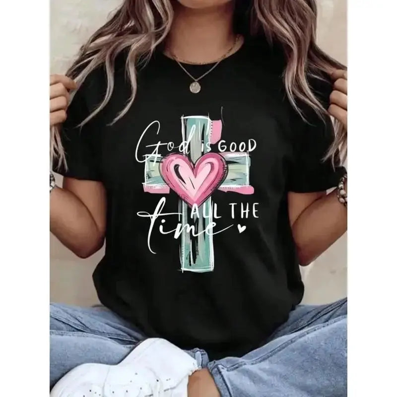 God Is Good Christian Graphic Tee for Women’s Faith Based Casual Outfits