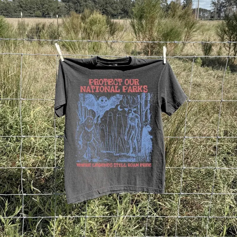 Cryptid National Parks Graphic T-Shirt for Camping and Hiking Fans