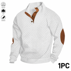 Men’s Jacquard Stand Collar Henley Sweatshirt Pack for Casual Streetwear Outfits