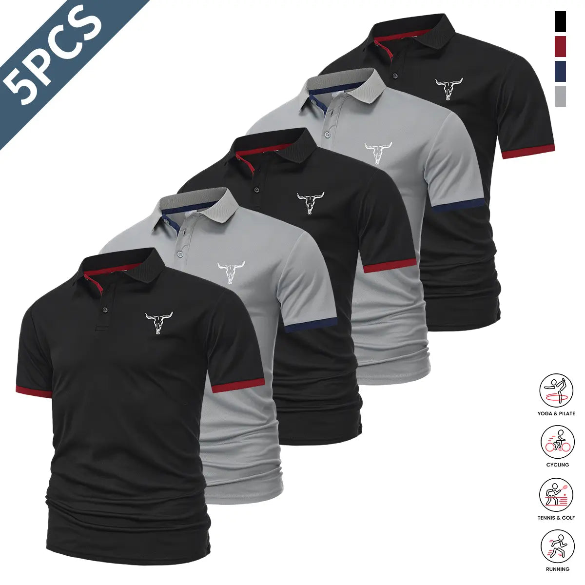 Men's Quick Dry Polo Shirt Set with Sporty Casual Style for Golf and Travel