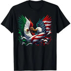 Mexican Roots American Pride Eagle Graphic T-Shirt for Men and Women