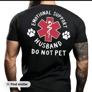Funny Emotional Support Husband Graphic T-Shirt with Unique Couple Humor Style