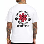 Funny Emotional Support Husband Graphic T-Shirt with Unique Couple Humor Style