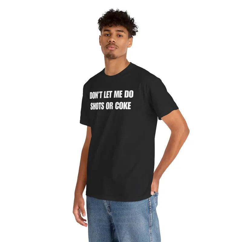 The Party Warning Label: "Shots or Coke" Sarcastic Heavy Cotton Tee