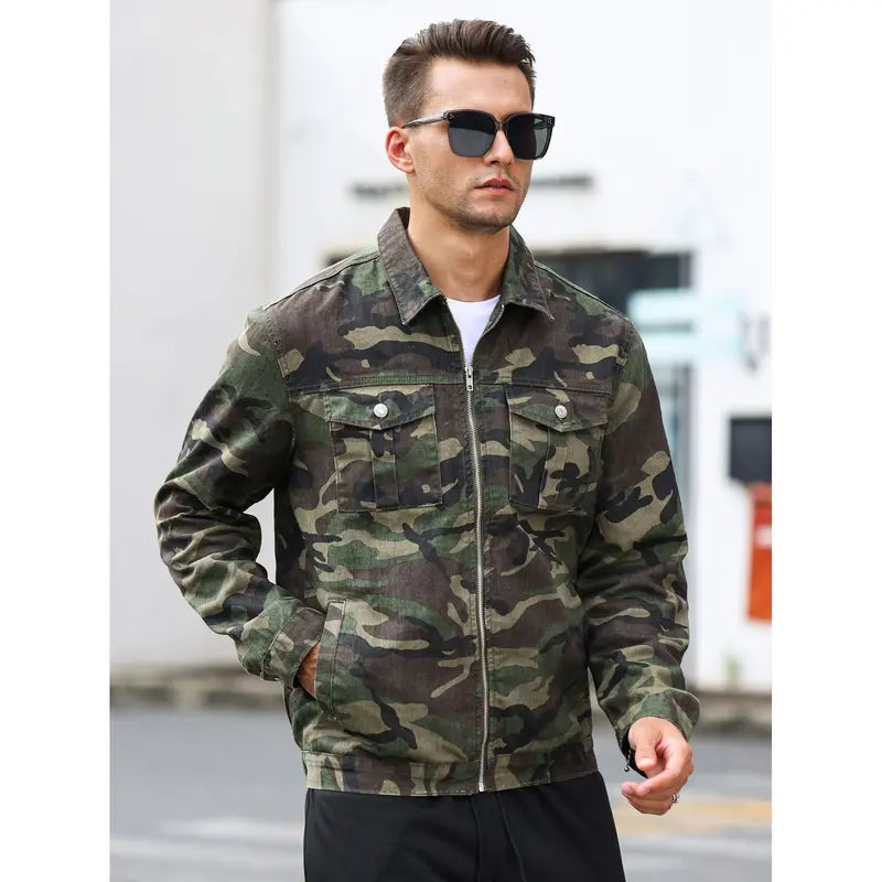 Men’s Camouflage Military Jacket for Streetwear Outdoor Work and Daily Outfits