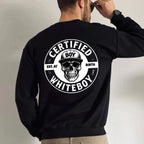 MadFits Black Certified Whiteboy Skull Graphic Sweatshirt Back View