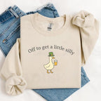 Funny Irish Goose Sweatshirt: "Off To Get A Little Silly" Drinking Apparel
