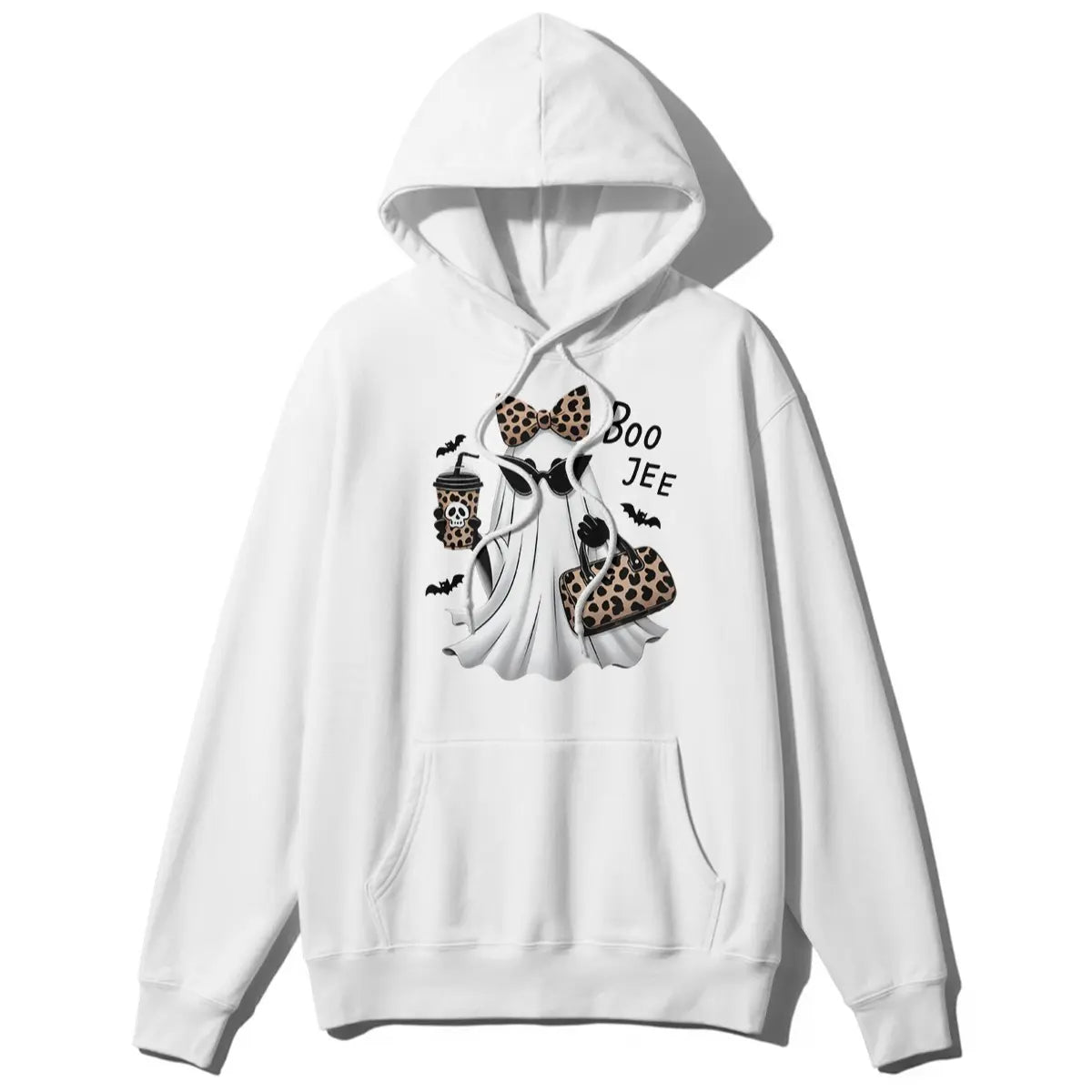 Boo Jee Ghost Graphic Tee with Coffee Theme for Cute Halloween Streetwear