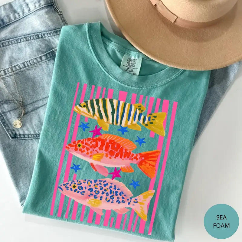 Tropical Pop: The Preppy Fish "Island Reef" Comfort Colors Tee