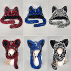 Y2K Gothic Fluffy Wolf Ear Trapper Hat for Punk Winter Cosplay Outfits