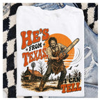 Texas Slasher Horror Graphic Tee for Spooky Season Movie Fan Outfits