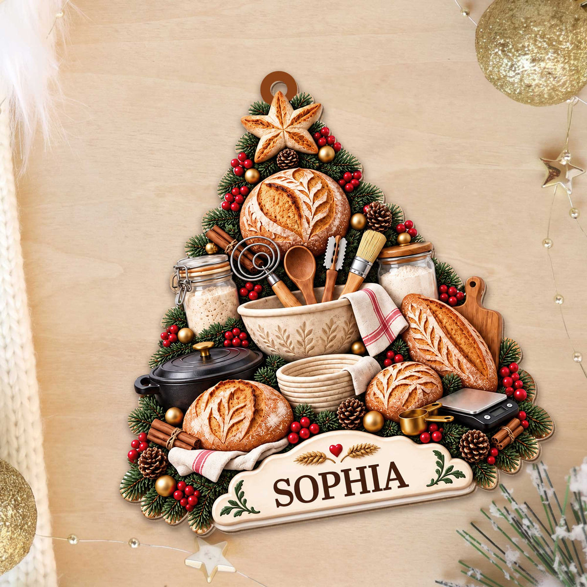 Sourdough Lover Holiday Dream, Custom Ornament, Gift For Bakers - 11