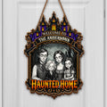 Welcome to Our Haunted Home, Personalized Custom Shaped Wood Sign, Halloween Gift - 1