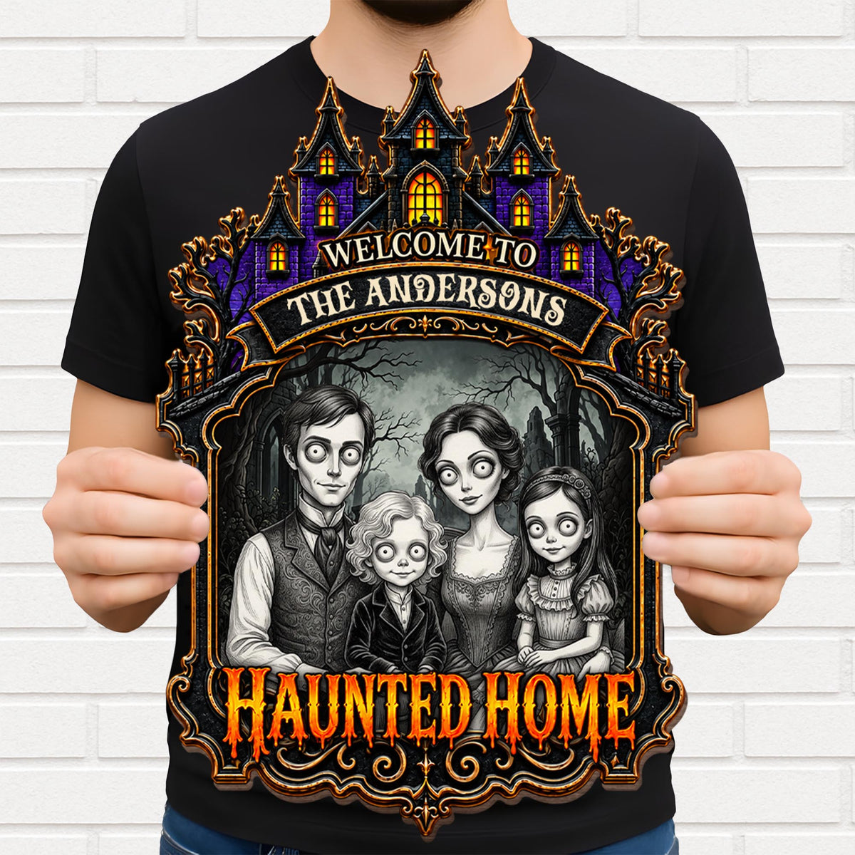 Welcome to Our Haunted Home, Personalized Custom Shaped Wood Sign, Halloween Gift - 3