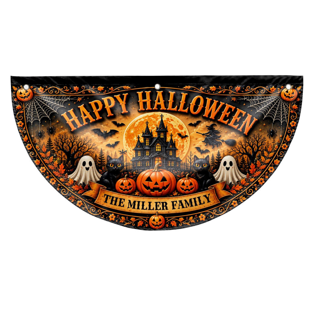 Happy Halloween Our Family, Personalized Fan Flag, Gift For Families - 11