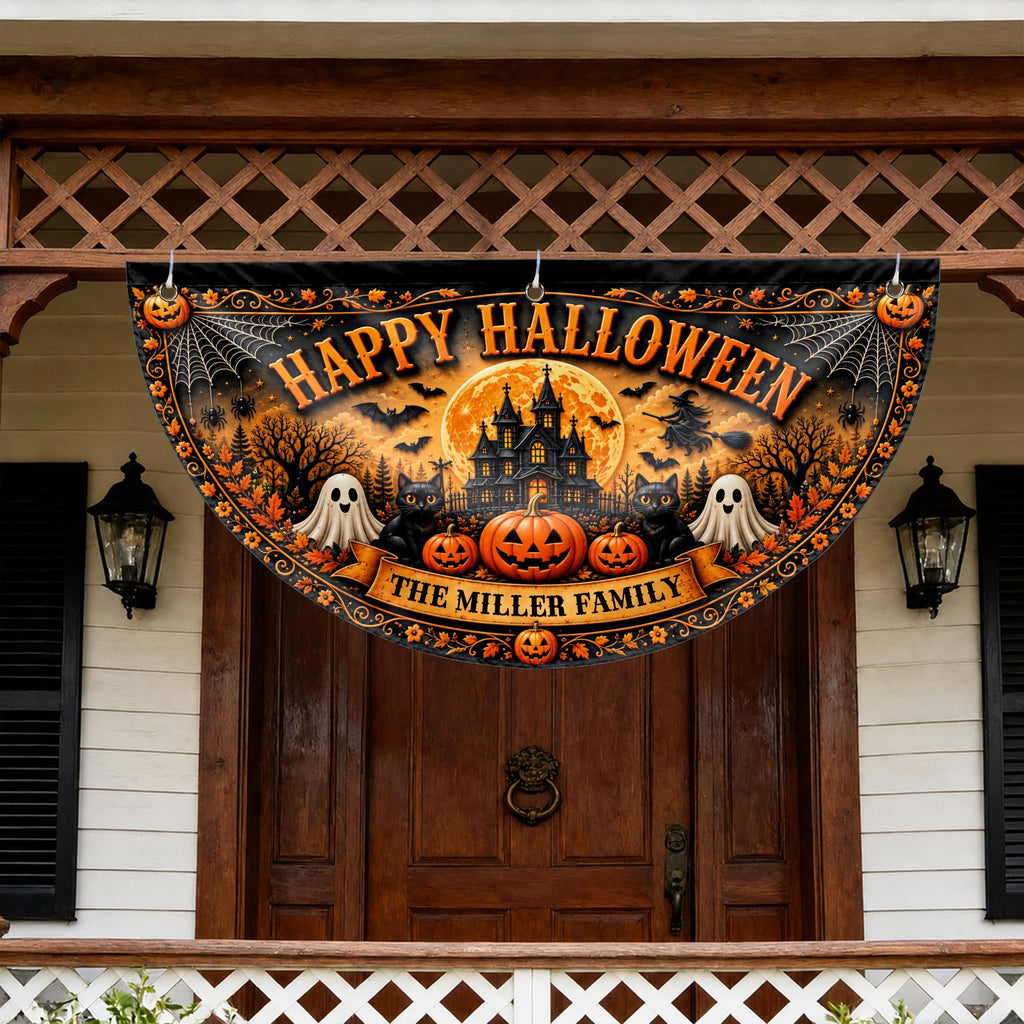 Happy Halloween Our Family, Personalized Fan Flag, Gift For Families - 3