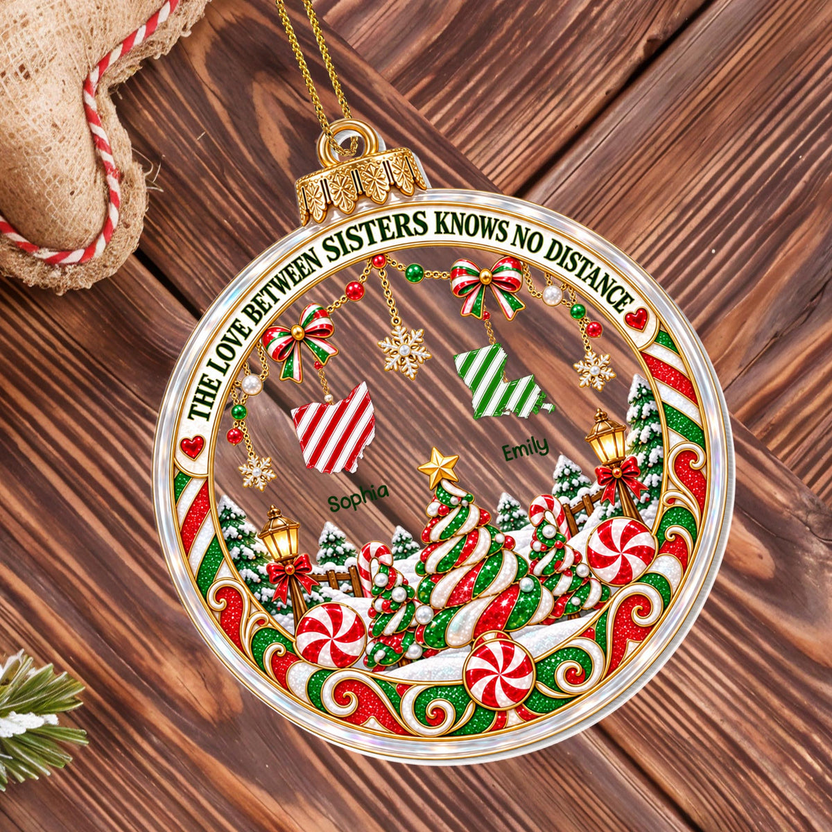 The Love Between Sisters, Personalized Ornament, Gift For Sister - 1