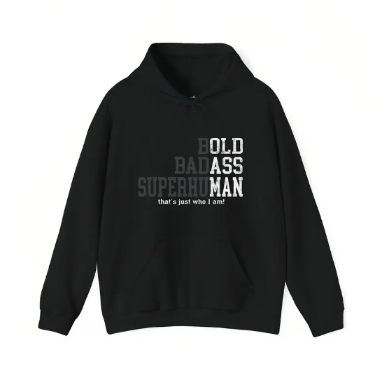 "Bold Badass Superhuman" Graphic Tee - Masculine Empowerment Statement Shirt for Fathers & Legends