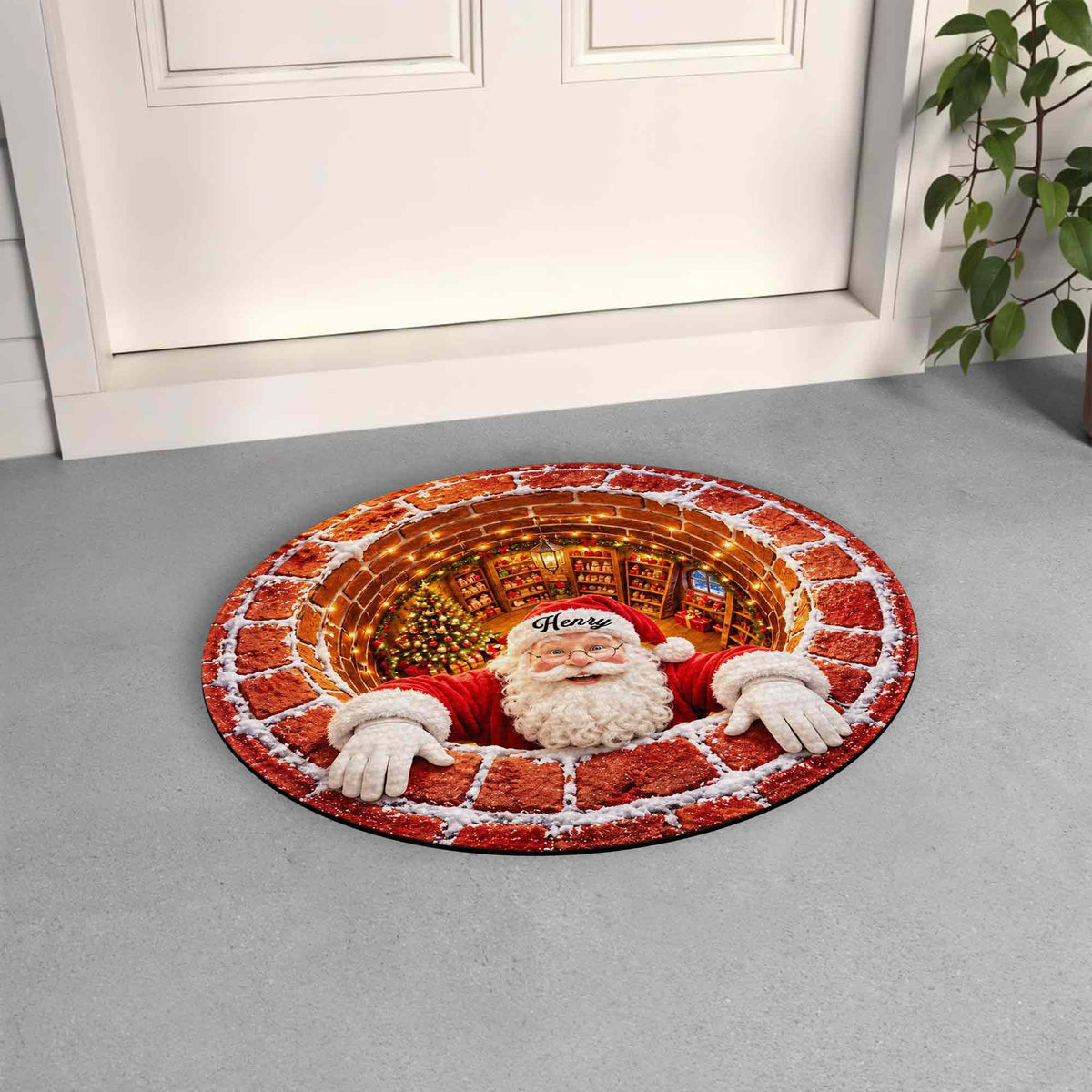Santa Claus Coming To Town, Personalized Doormat, Christmas Home Gift - 3