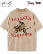 Men’s Vintage Surreal Winged Tiger Graphic Tee with Funny Motivational Statement
