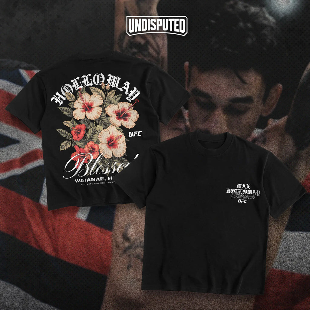 UNDISPUTED Max Holloway "Blessed" Hawaii Hibiscus UFC Heavy Cotton Tee - Premium BMF Fan Apparel