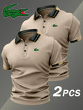 Men's Crocodile Pattern Polo Shirt Set for Classic Golf and Casual Everyday Style