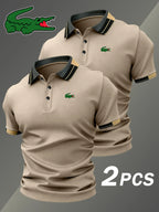 Men's Crocodile Pattern Polo Shirt Set for Classic Golf and Casual Everyday Style