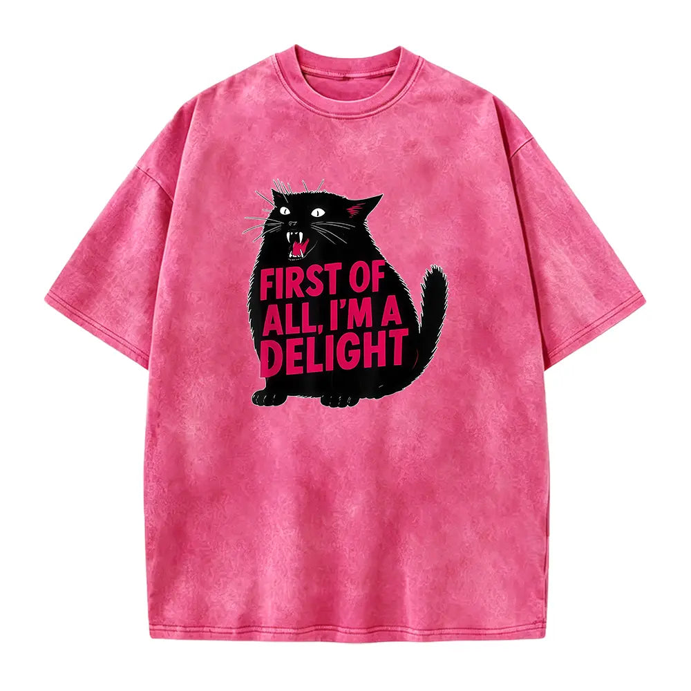 Funny Cat Delight Graphic Tee for Sarcastic Pet Lovers and Casual Outfits