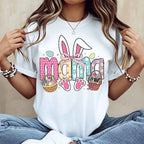"Easter Bunny Mama" Colorful Spring Graphic Tee - Whimsical Festive Holiday Mom Shirt