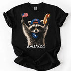 Funny Patriotic Raccoon Graphic T-Shirt for Fourth of July Parties