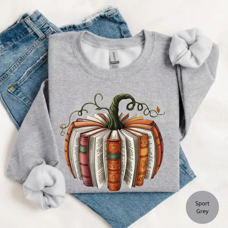 Fall Book Pumpkin Graphic Tee for Cozy Readers and Autumn Halloween Outfits