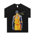 Retro Basketball Legend Tribute Graphic Tee for Streetwear Fans and Gym Outfits