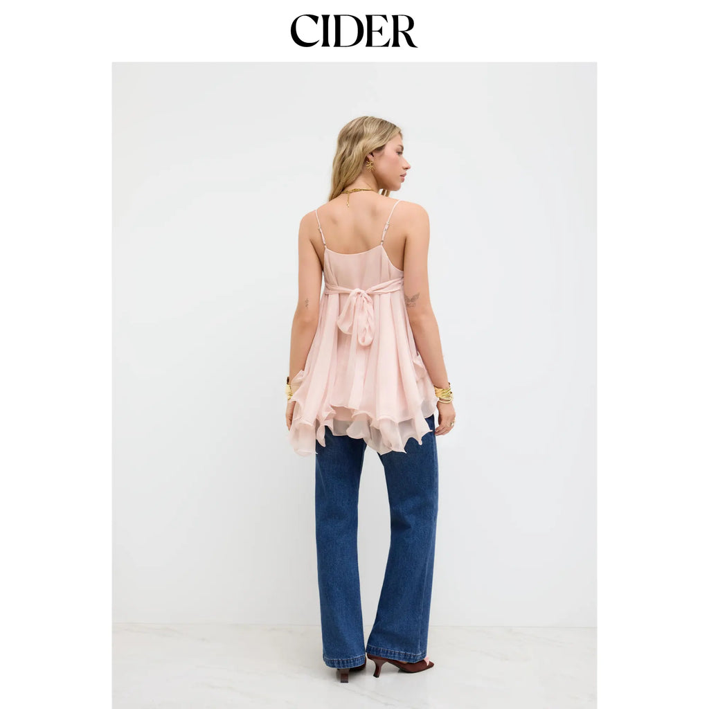 Layered Ruffle Cami Top for Women with Elegant Summer Vacation Style