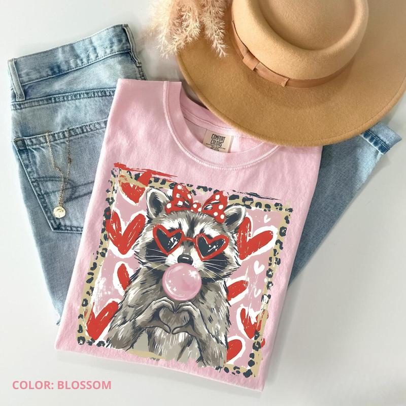 Raccoon T-shirt, Cute Raccoon Love Tee, Trendy Animal Valentine Gift