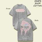 MF DOOM Madvillain Metal Mask Vintage Washed Tee - Oversized Retro Hip-Hop Streetwear Shirt
