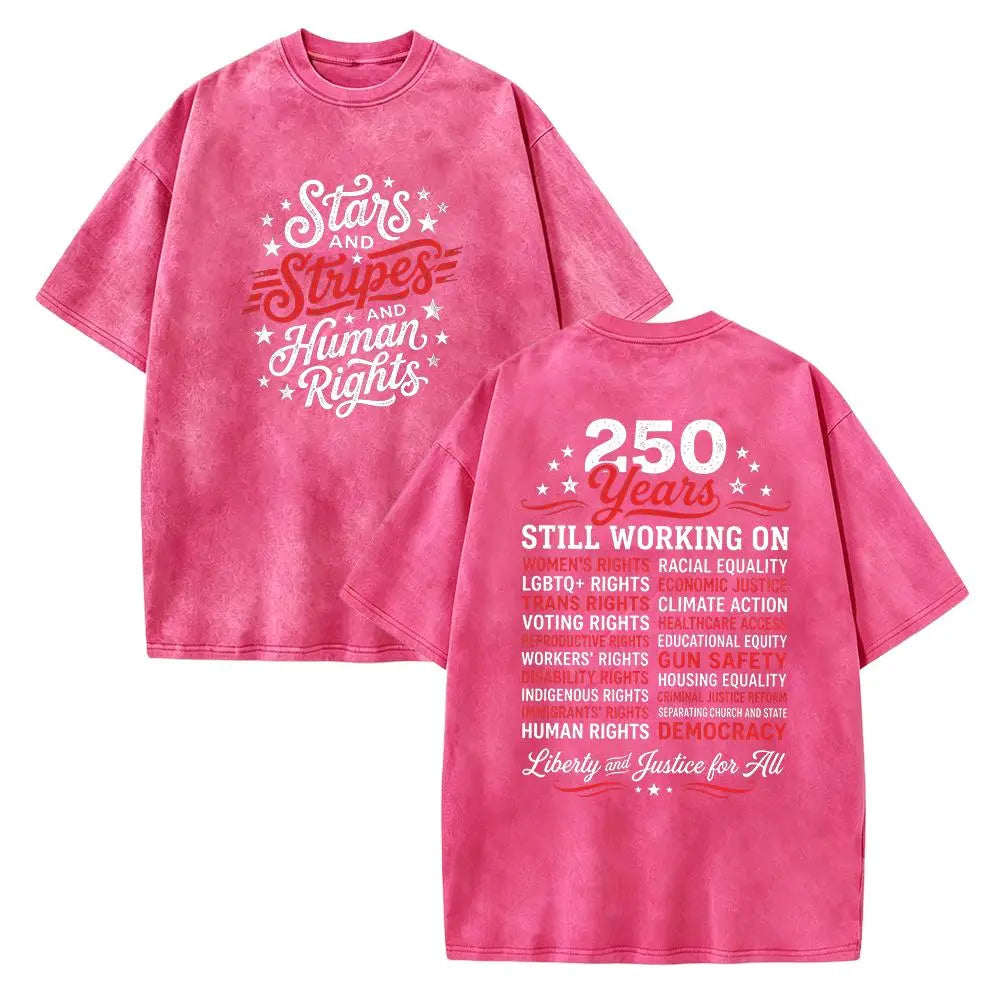 Stars and Stripes and Human Rights Social Justice Patriotic Graphic T-Shirt