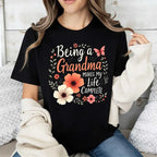 Elegant Floral "Grandma Makes Life Complete" Graphic Tee for Women