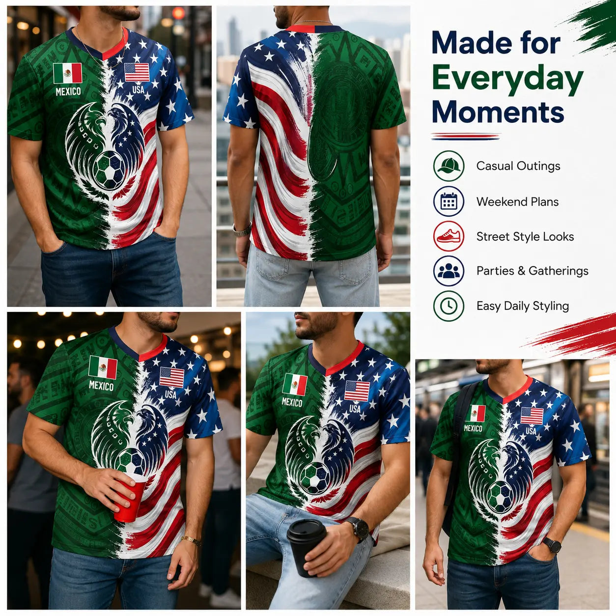 Mexico USA Dual Heritage Soccer Jersey for Game Day Fans