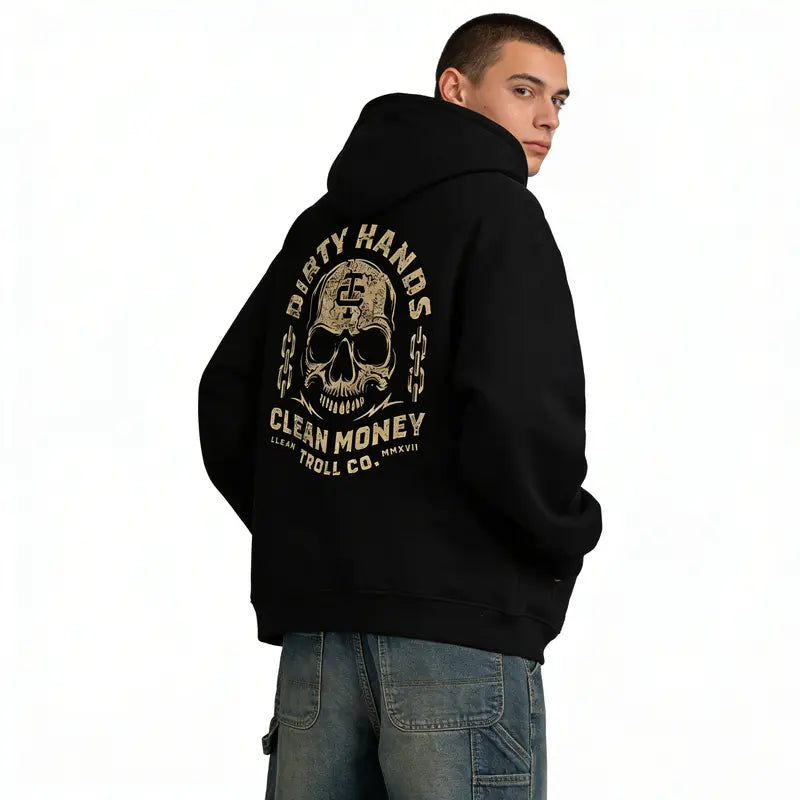 Bold Skull Graphic Hoodie for Hustle Streetwear and Everyday Casual Outfits
