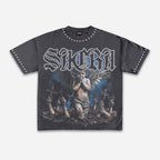 Retro Angel Graphic T-Shirt with Gothic Streetwear Style for Men